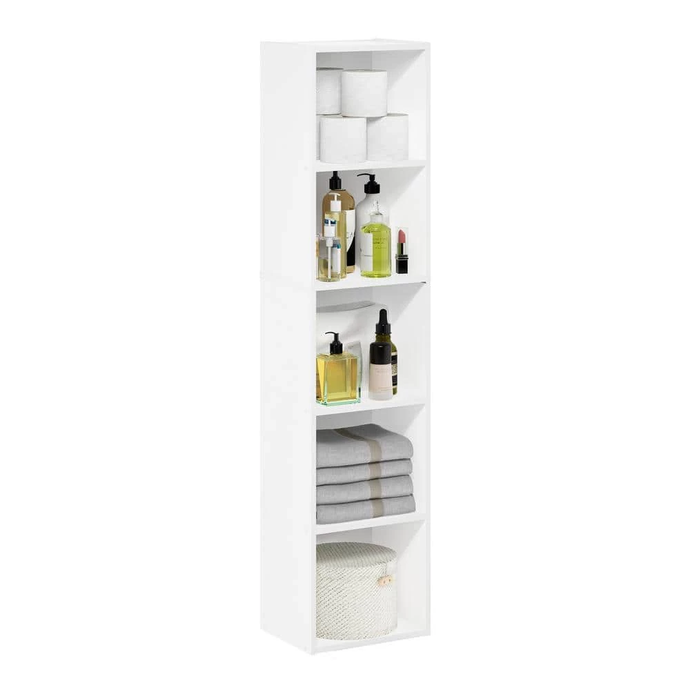 Pasir 52.1 in. White 5-Shelf Standard Bookcase by Furinno 4 Pasir 52.1 in. White 5-Shelf Standard Bookcase by Furinno - Image 4