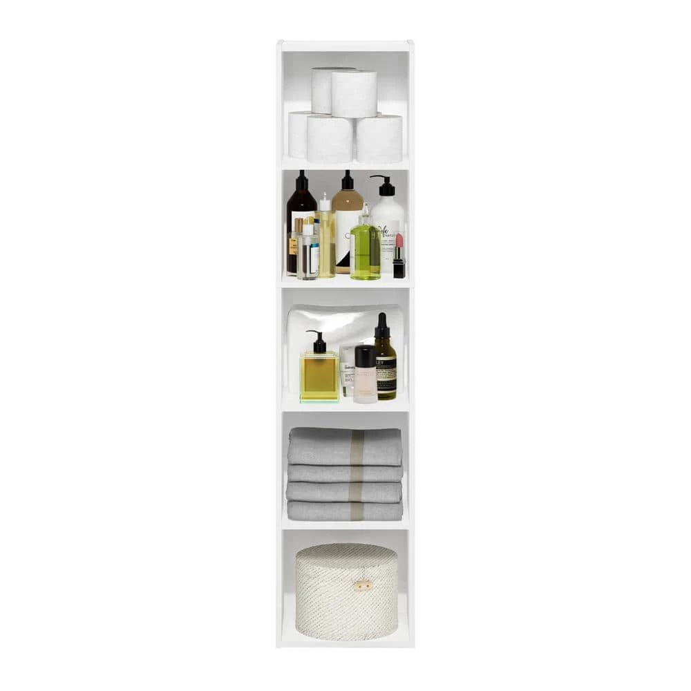 Pasir 52.1 in. White 5-Shelf Standard Bookcase by Furinno 5 Pasir 52.1 in. White 5-Shelf Standard Bookcase by Furinno - Image 5