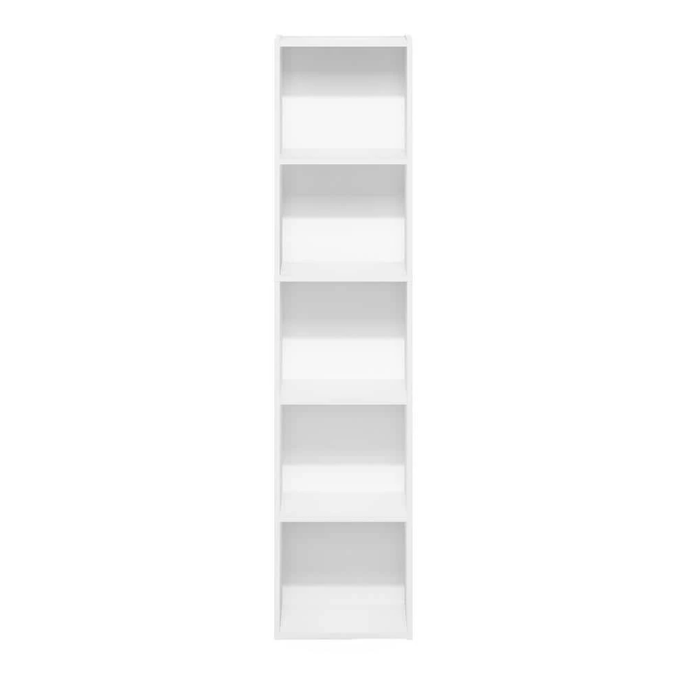 Pasir 52.1 in. White 5-Shelf Standard Bookcase by Furinno 3 Pasir 52.1 in. White 5-Shelf Standard Bookcase by Furinno - Image 3