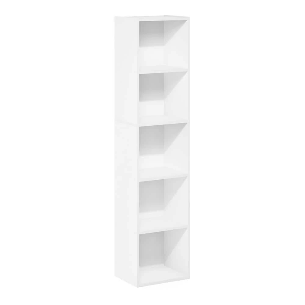 Pasir 52.1 in. White 5-Shelf Standard Bookcase by Furinno 1 Pasir 52.1 in. White 5-Shelf Standard Bookcase by Furinno