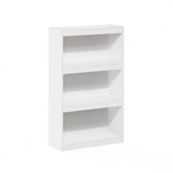 JAYA Enhanced Home 24.5 in. Wide White 3-Shelf Standard Bookcase with Adjustable-Shelves by Furinno -Furinno Sales white furinno bookcases bookshelves 22061wh 31 1000