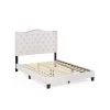 Lille White Linen Full Tufted Bed Frame by Furinno