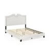 Davina White King Linen Nailhead Trim Bed Frame by Furinno