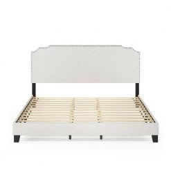 Nadia King Linen Nailhead Trim Bed Frame by Furinno 9 Nadia King Linen Nailhead Trim Bed Frame by Furinno -Furinno Sales white furinno platform beds fb18014k bg c3 1000