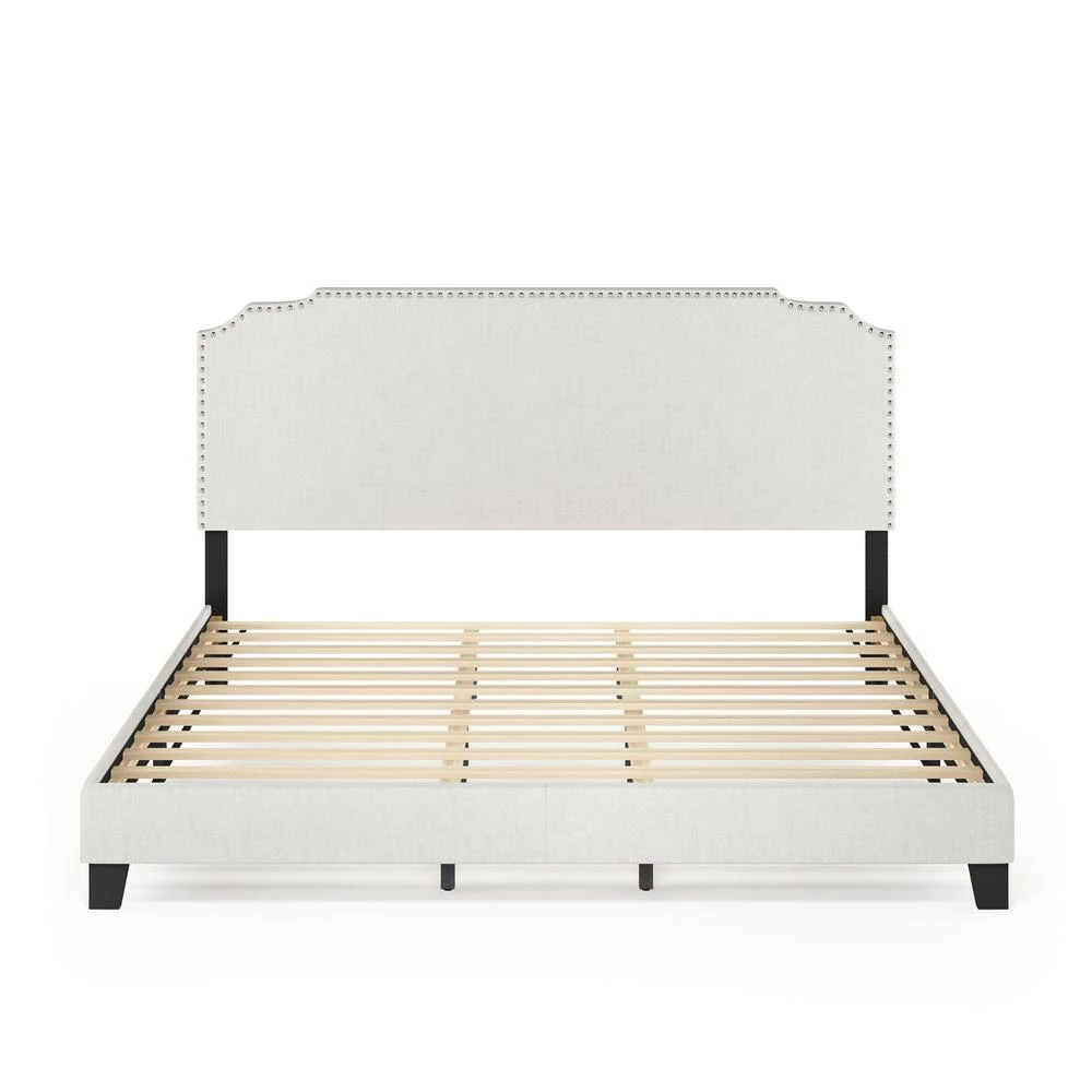 Nadia King Linen Nailhead Trim Bed Frame by Furinno 3 Nadia King Linen Nailhead Trim Bed Frame by Furinno - Image 3