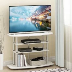 Frans 41 in. White Oak Turn-N-Tube 4-Tier TV Stand Fits TV's up to 46 in. by Furinno -Furinno Sales white oak furinno tv stands 19107wok 31 1000