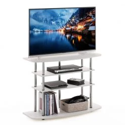 Frans 41 in. White Oak Turn-N-Tube 4-Tier TV Stand Fits TV's up to 46 in. by Furinno