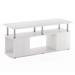 Jaya 47.2 in. White Oak/Stainless Steel Large Rectangle Wood Coffee Table with Shelf by Furinno