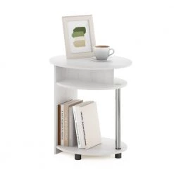 JAYA Simple Design 18.9 in White Oak / Stainless Steel Oval Wood End Table by Furinno 10 JAYA Simple Design 18.9 in White Oak / Stainless Steel Oval Wood End Table by Furinno -Furinno Sales white oak stainless steel furinno end side tables 15080wokss 1f 1000