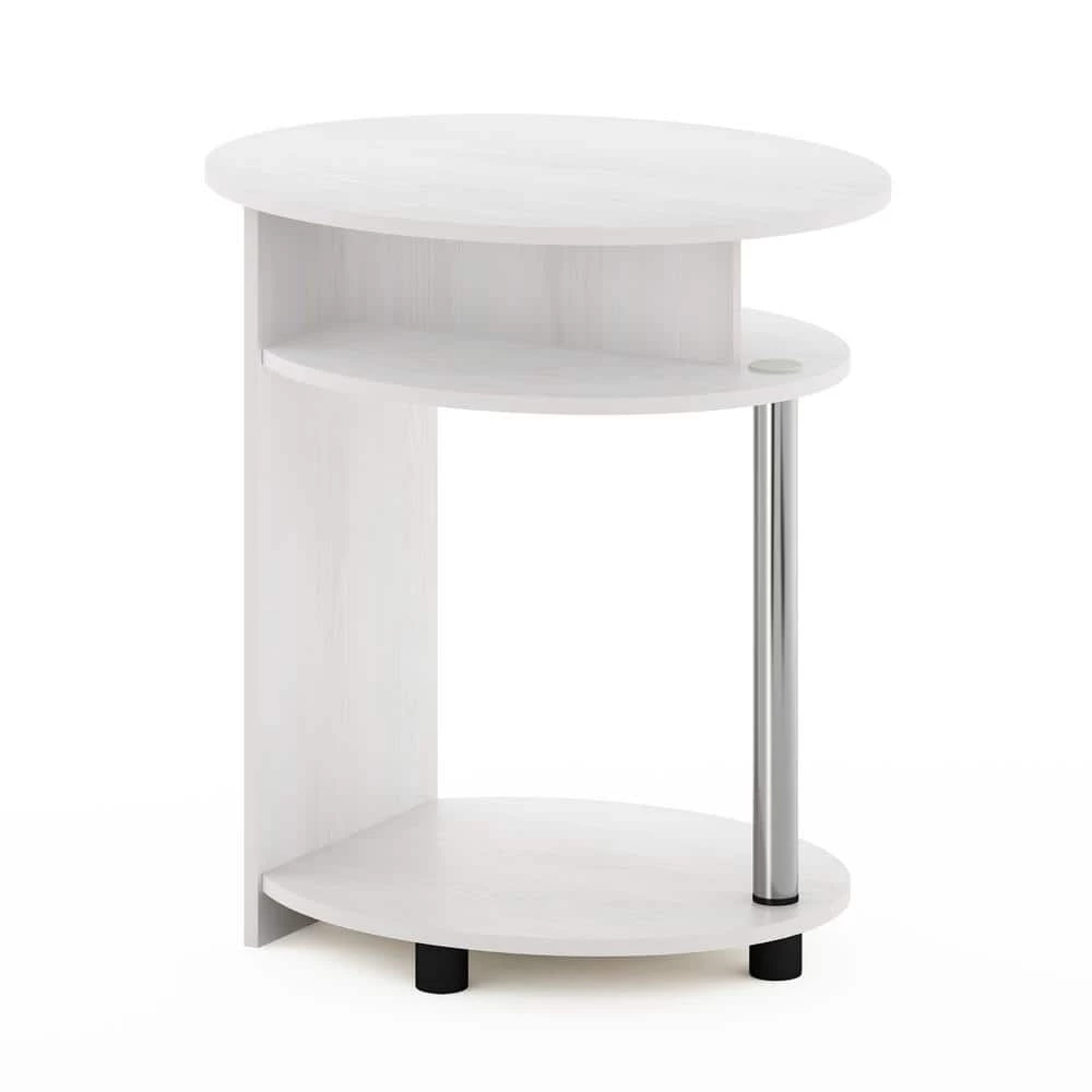 JAYA Simple Design 18.9 in White Oak / Stainless Steel Oval Wood End Table by Furinno 1 JAYA Simple Design 18.9 in White Oak / Stainless Steel Oval Wood End Table by Furinno