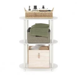 Turn-N-Tube 23.5 in. White/Virgin White Oval Wood No Tools 3-Tier Modern End Table Side Display Shelf by Furinno -Furinno Sales white virgin white furinno end side tables 22084whvwh 1f 1000