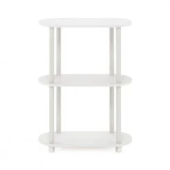 Turn-N-Tube 23.5 in. White/Virgin White Oval Wood No Tools 3-Tier Modern End Table Side Display Shelf by Furinno -Furinno Sales white virgin white furinno end side tables 22084whvwh 4f 1000