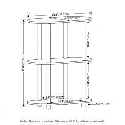 Turn-N-Tube 23.5 in. White/Virgin White Oval Wood No Tools 3-Tier Modern End Table Side Display Shelf by Furinno -Furinno Sales white virgin white furinno end side tables 22084whvwh c3 1000
