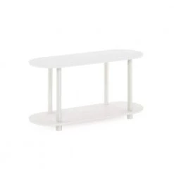 Turn-N-Tube 31.5 in. White/Virgin White Oval Wood No Tools Modern End Table by Furinno